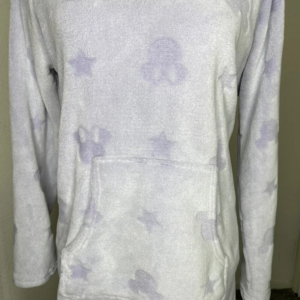 Disney Lavender Minnie Mouse Faux Fur Hoodie Lounge Dress Kawaii Pajama Medium - Picture 3 of 8